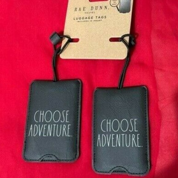 Rae Dunn black Choose Adventure travel luggage tag set of 2 nwt - Picture 1 of 6